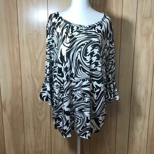 Kristin Nicole Swirl Round Neck 3/4 Sleeve Blouse 3X